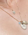 Gold Turquoise "Byrdie" Heart Pendant with Diamond Detail