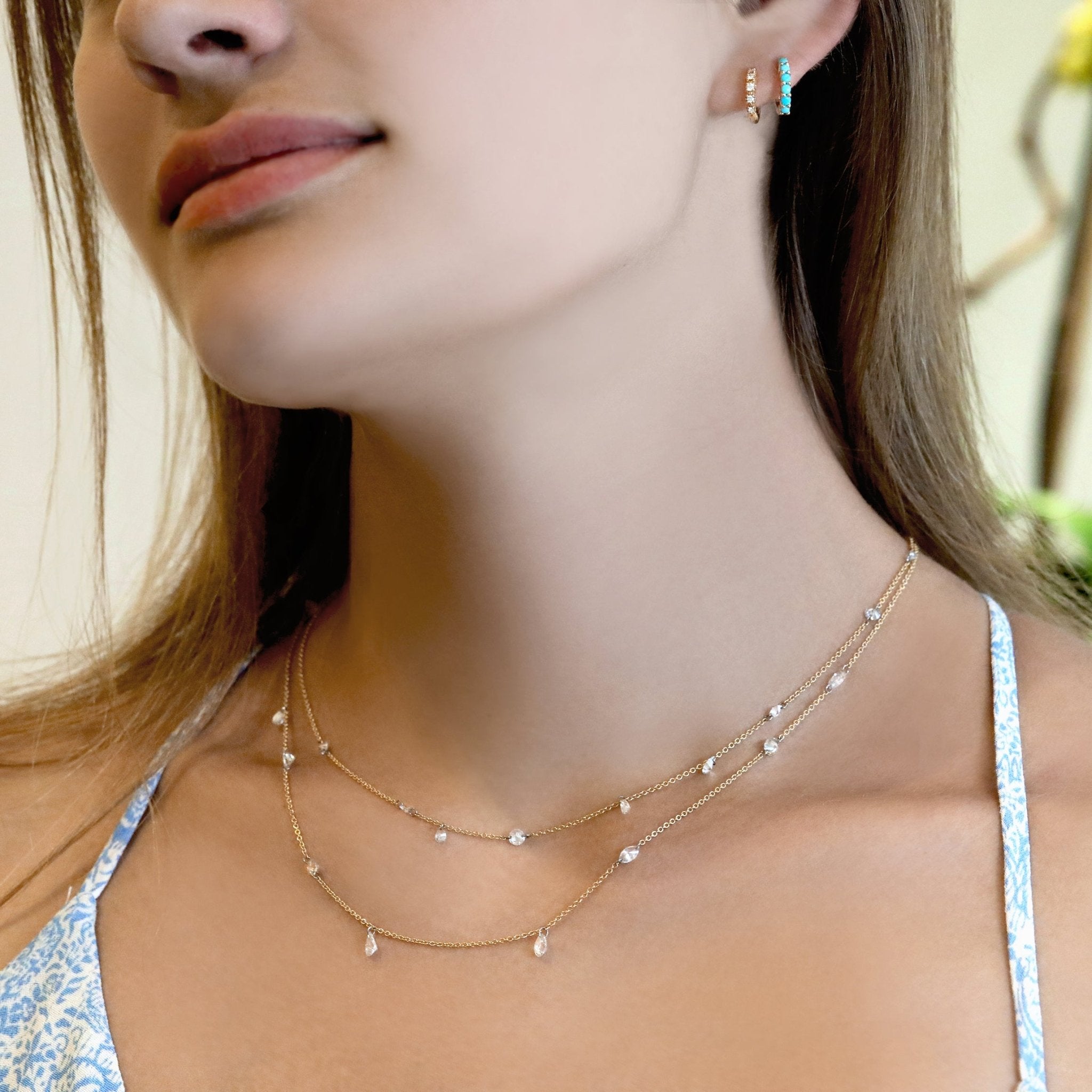 Gold Two Carat Free-Set Diamond Necklace