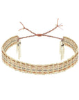 Gold Vermeil Chain and Multicolor "Safari" Silk Woven Bracelet - Peridot Fine Jewelry - Marie Laure Chamorel