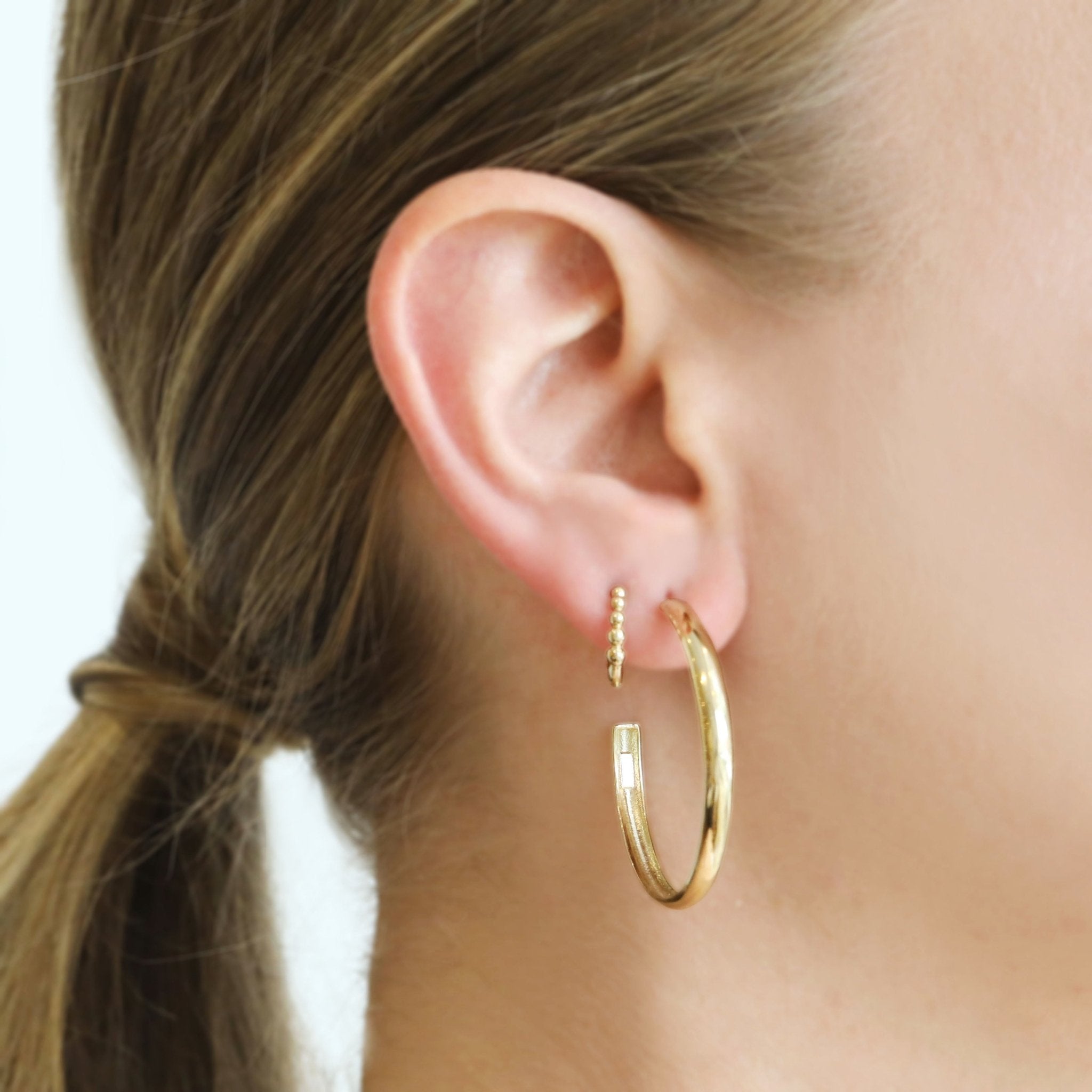 Zoe Chicco Gold Wide "Half Round" Large Hoops