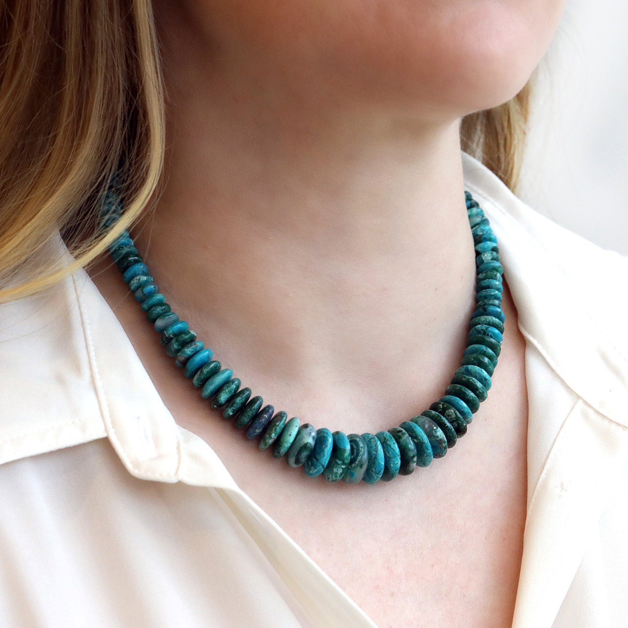 Jacquie Aiche Graduated Saucer Beaded Chrysocolla Necklace