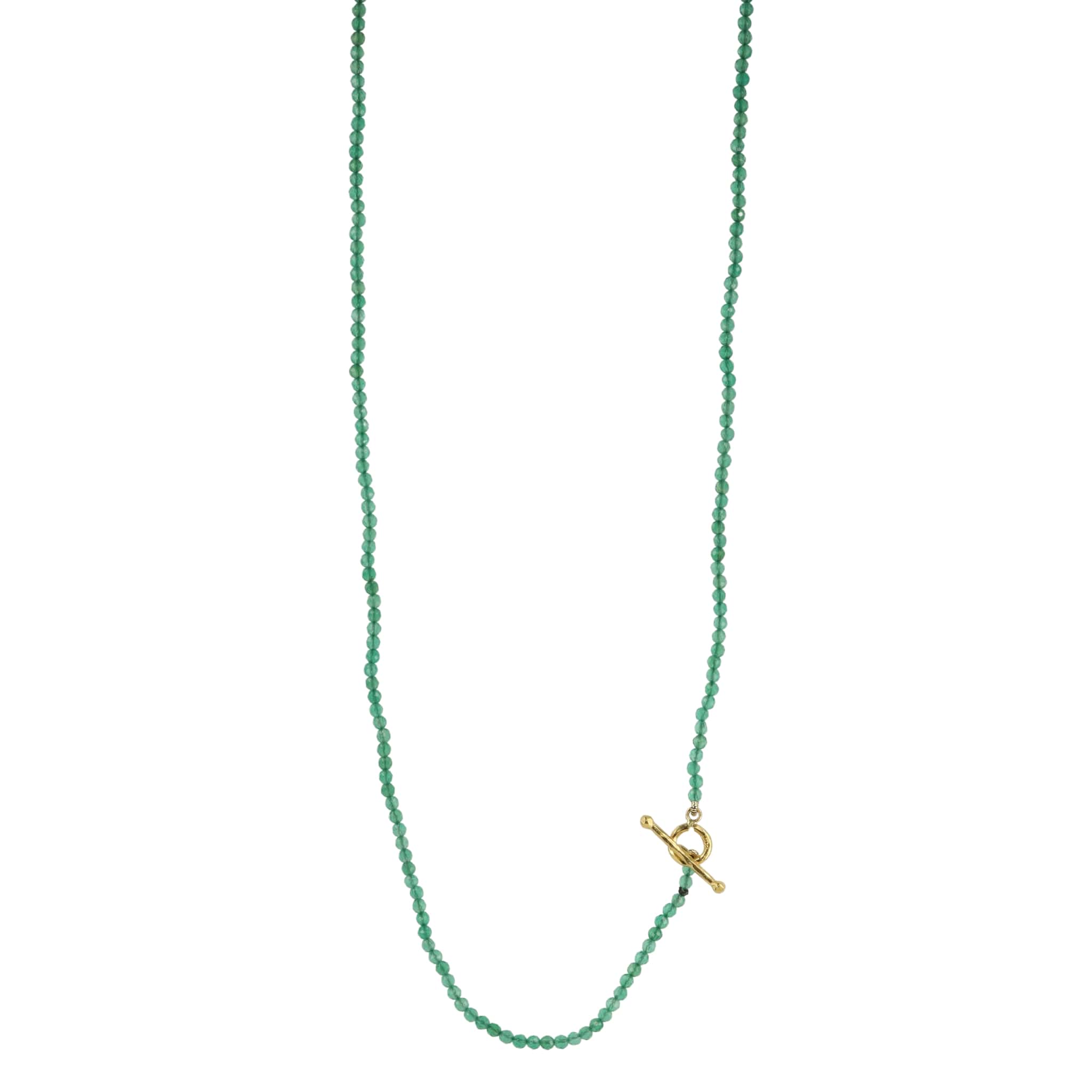 Cathy Waterman Green Onyx Beaded Necklace with 22K Gold Toggle Clasp