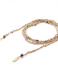 Grey Silk and Gold Vermeil Chain Woven Wrap Bracelet - Peridot Fine Jewelry - Marie Laure Chamorel