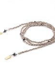 Grey Silk and Silver Chain Woven Wrap Bracelet - Peridot Fine Jewelry - Marie Laure Chamorel