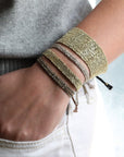 Grey Silk and Sterling Silver Chain Woven Bracelet - Peridot Fine Jewelry - Marie Laure Chamorel
