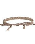 Grey Silk and Sterling Silver Chain Woven Bracelet - Peridot Fine Jewelry - Marie Laure Chamorel