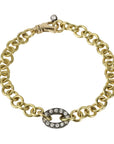 TAP by Todd Pownell Handmade Oval Chain Bracelet with Blackened Pave Diamond Center Link