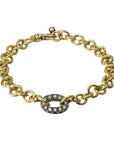TAP by Todd Pownell Handmade Oval Chain Bracelet with Blackened Pave Diamond Center Link