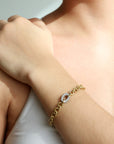 TAP by Todd Pownell Handmade Oval Chain Bracelet with Blackened Pave Diamond Center Link