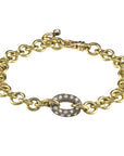 TAP by Todd Pownell Handmade Oval Chain Bracelet with Blackened Pave Diamond Center Link