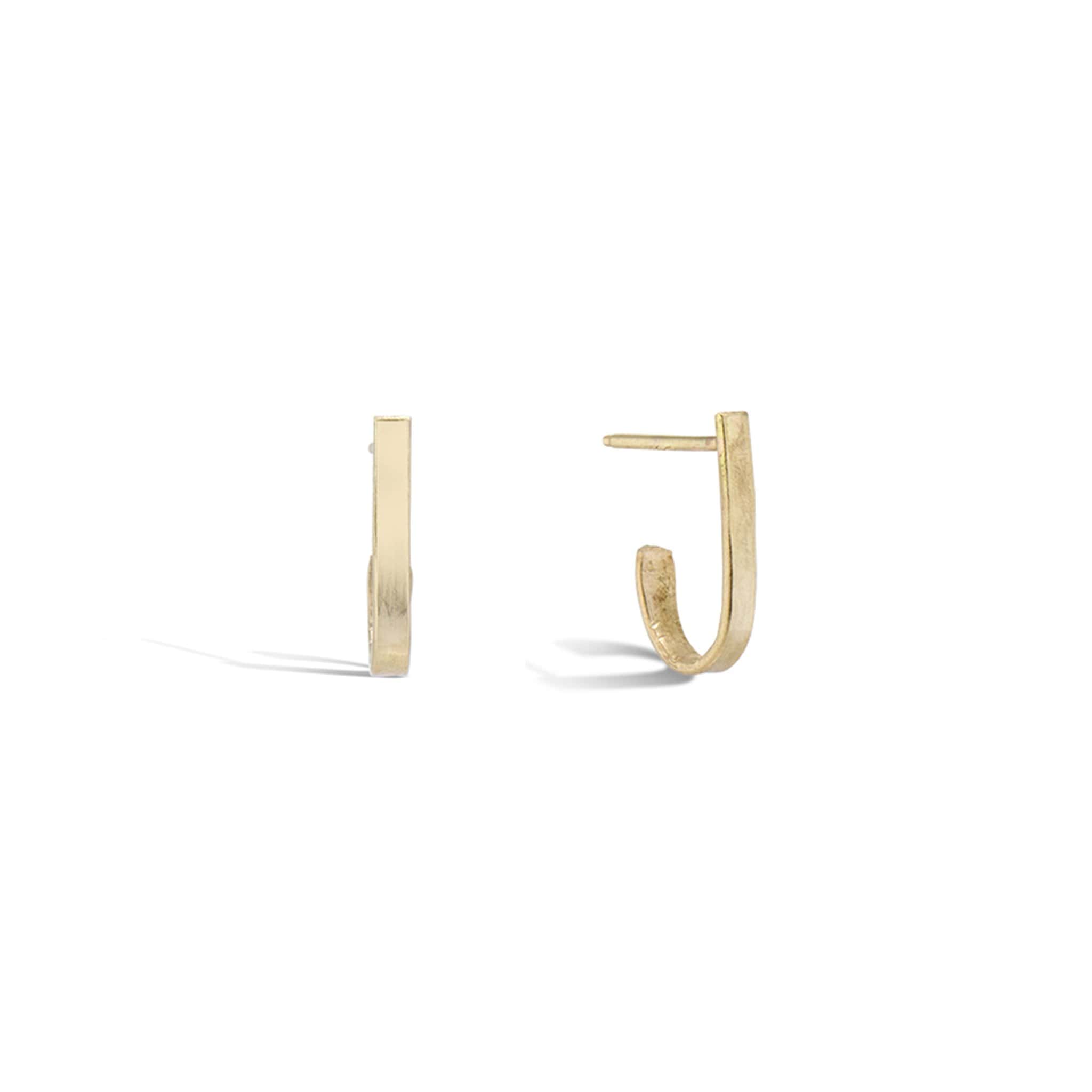 "Josie" 14 Karat Yellow Gold "J" Shaped Earrings - Peridot Fine Jewelry - Sarah Macfadden
