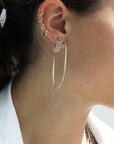"Kent" Sterling Silver Long Oval Profile Hammered Hoops - Peridot Fine Jewelry - Sarah Macfadden
