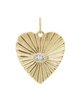 Zahava Large Textured Heart Pendant with Marquise Diamond Center