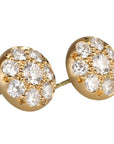 Larger 20K Gold & Pave Diamond Lentil Stud Earrings - Peridot Fine Jewelry - Caroline Ellen