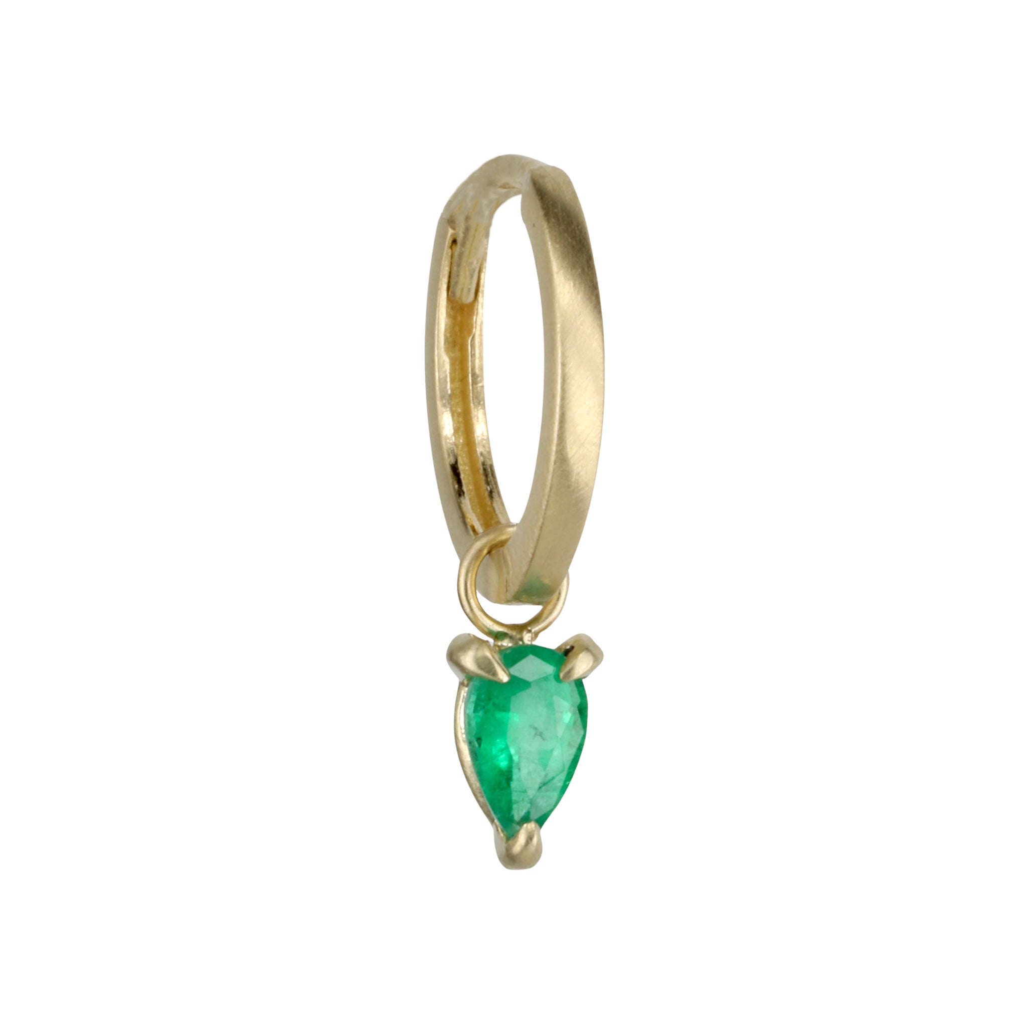 ILA 14 Karat Matte Gold "Kinsley" Emerald Drop Huggie Hoop