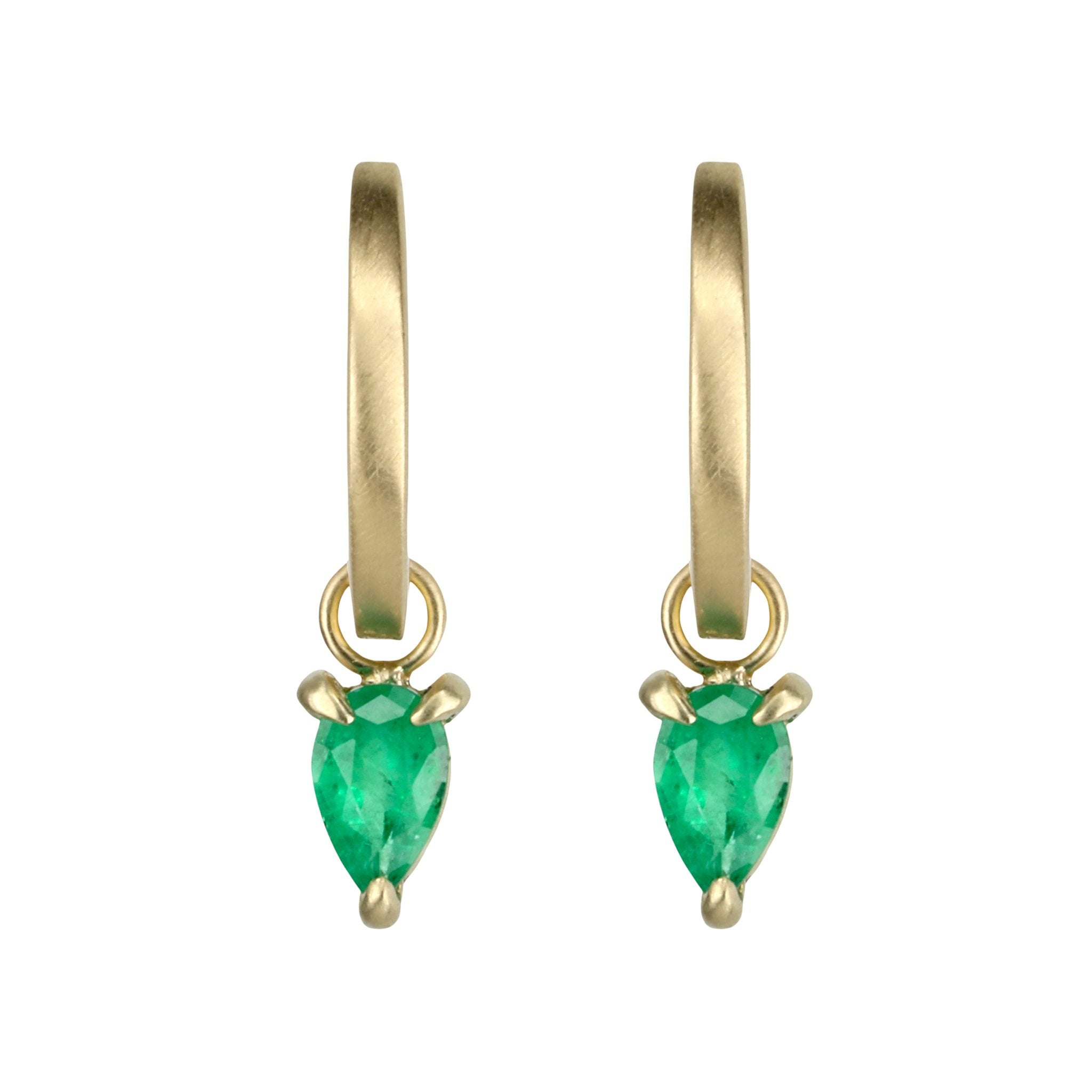 ILA 14 Karat Matte Gold "Kinsley" Emerald Drop Huggie Hoop