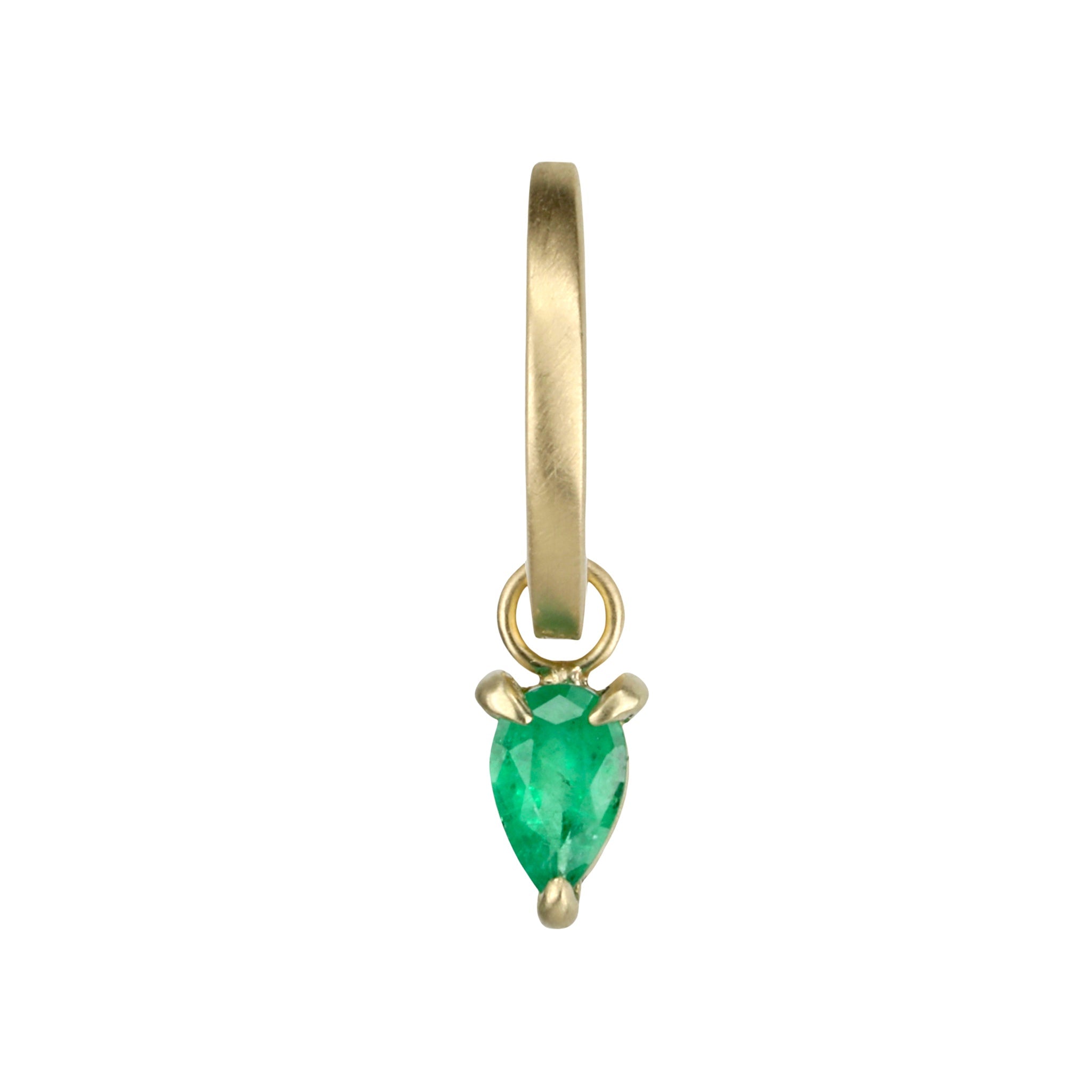 ILA 14 Karat Matte Gold "Kinsley" Emerald Drop Huggie Hoop