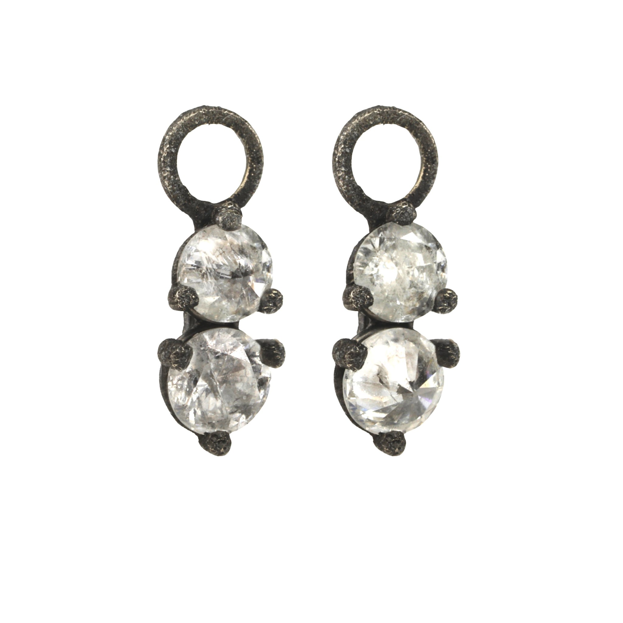 Medium Blackened Gold Prong-Set Diamond "Hoop Charms"