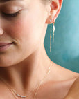 Moonstone, Diamond, and "Sun Beam" Spike Chain Earrings - Peridot Fine Jewelry - Celine Daoust