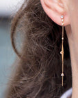 Celine Daoust Moonstone, Diamond, and "Sun Beam" Spike Chain Earrings
