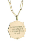 Zahava Octagon "Art" Pendant with Center Baguette and Pave Diamond Border