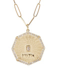 Zahava Octagon "Art" Pendant with Center Baguette and Pave Diamond Border