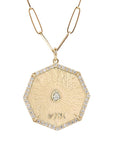 Zahava Octagon "Seek" Pendant with Center Pear and Pave Diamond Border
