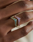 Artemer ORDER ONLY: Graduated Curved Teal Sapphire "Tiara" Ring