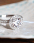"Original Halo" Mount with Pave Diamond Shoulders and Halo - Peridot Fine Jewelry - Anne Sportun