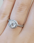 "Original Halo" Mount with Pave Diamond Shoulders and Halo - Peridot Fine Jewelry - Anne Sportun