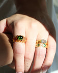 Oval Moghul Diamond & 22K Gold Hammered Cutout "Garland" Ring - Peridot Fine Jewelry - Cathy Waterman
