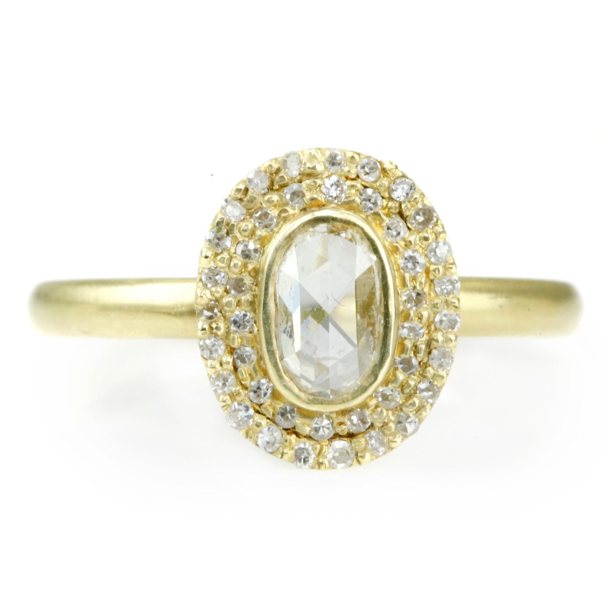 Kothari Oval Rosecut Diamond Ring with Double Diamond Halo