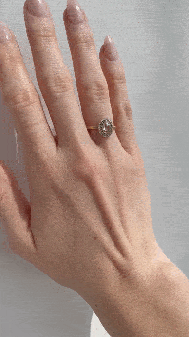 Kothari Oval Rosecut Diamond Ring with Double Diamond Halo