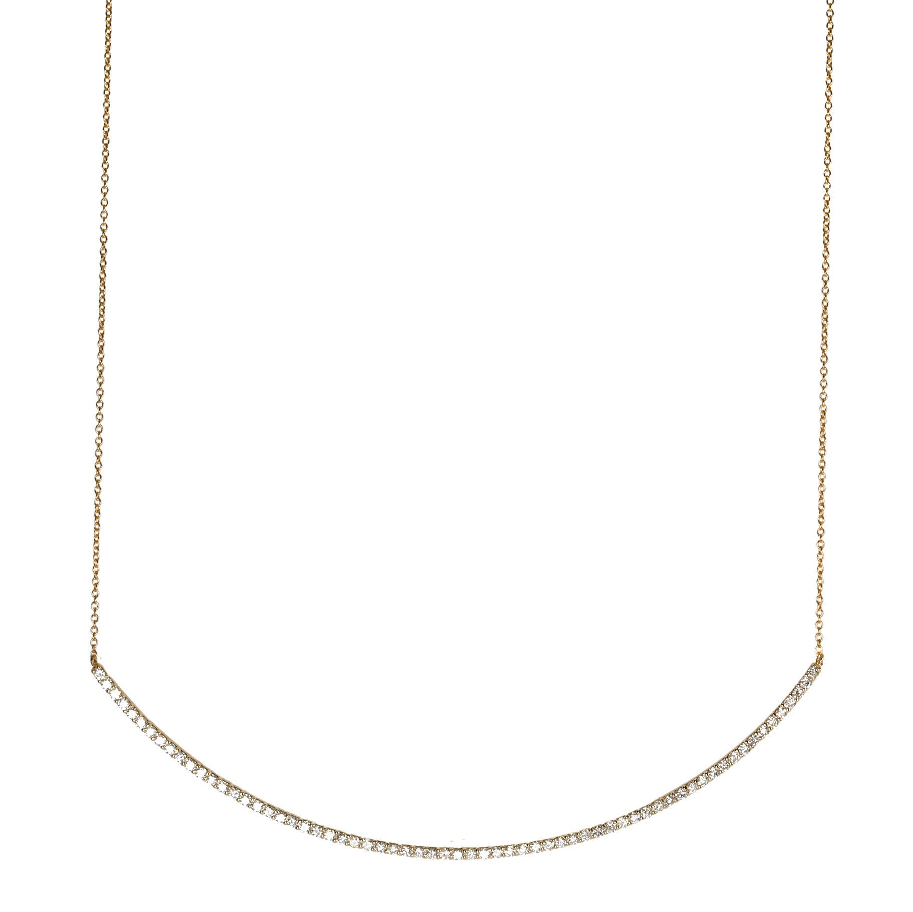 Pave Diamond and 14K Gold Curved "Selma" Necklace - Peridot Fine Jewelry - ILA