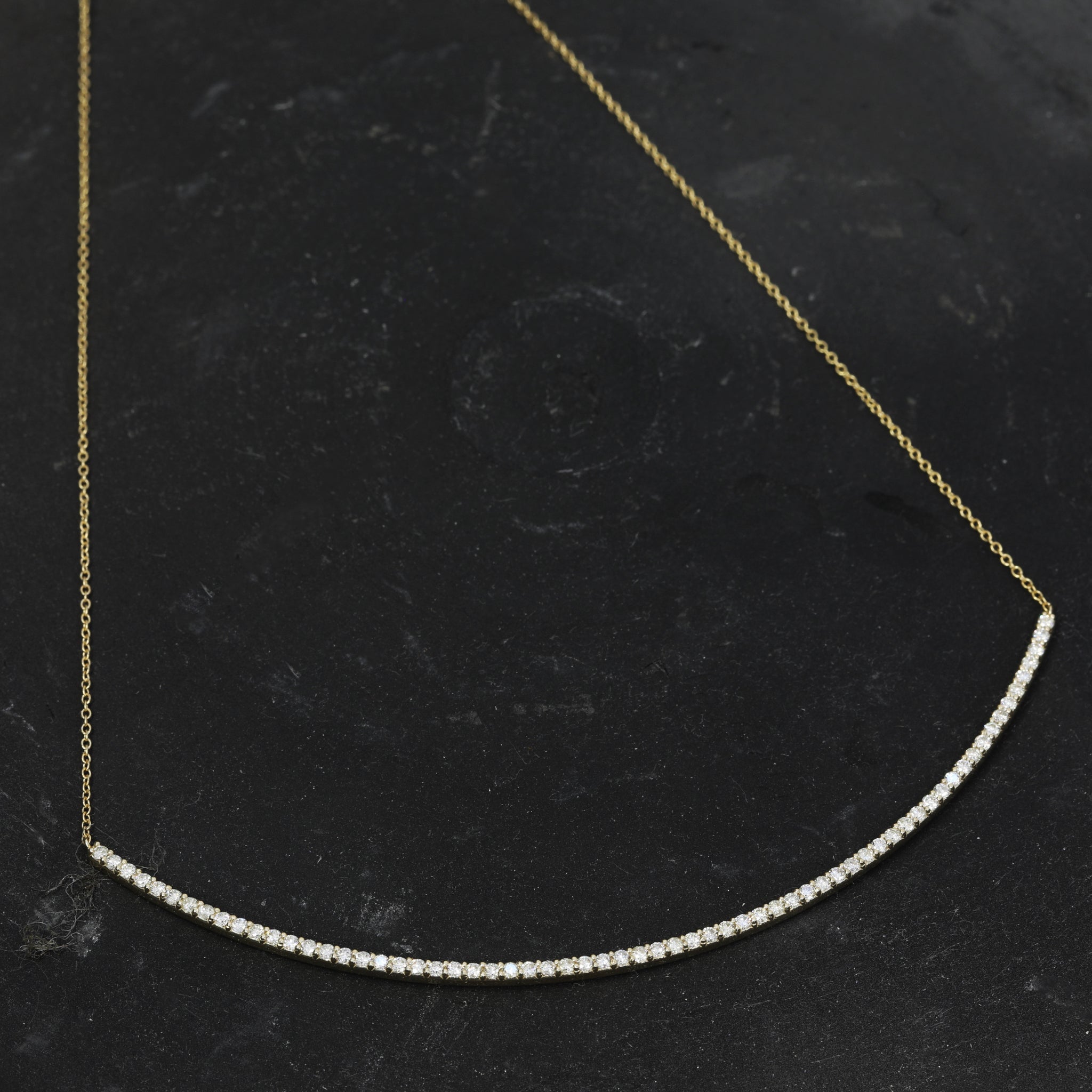 Pave Diamond and 14K Gold Curved "Selma" Necklace - Peridot Fine Jewelry - ILA