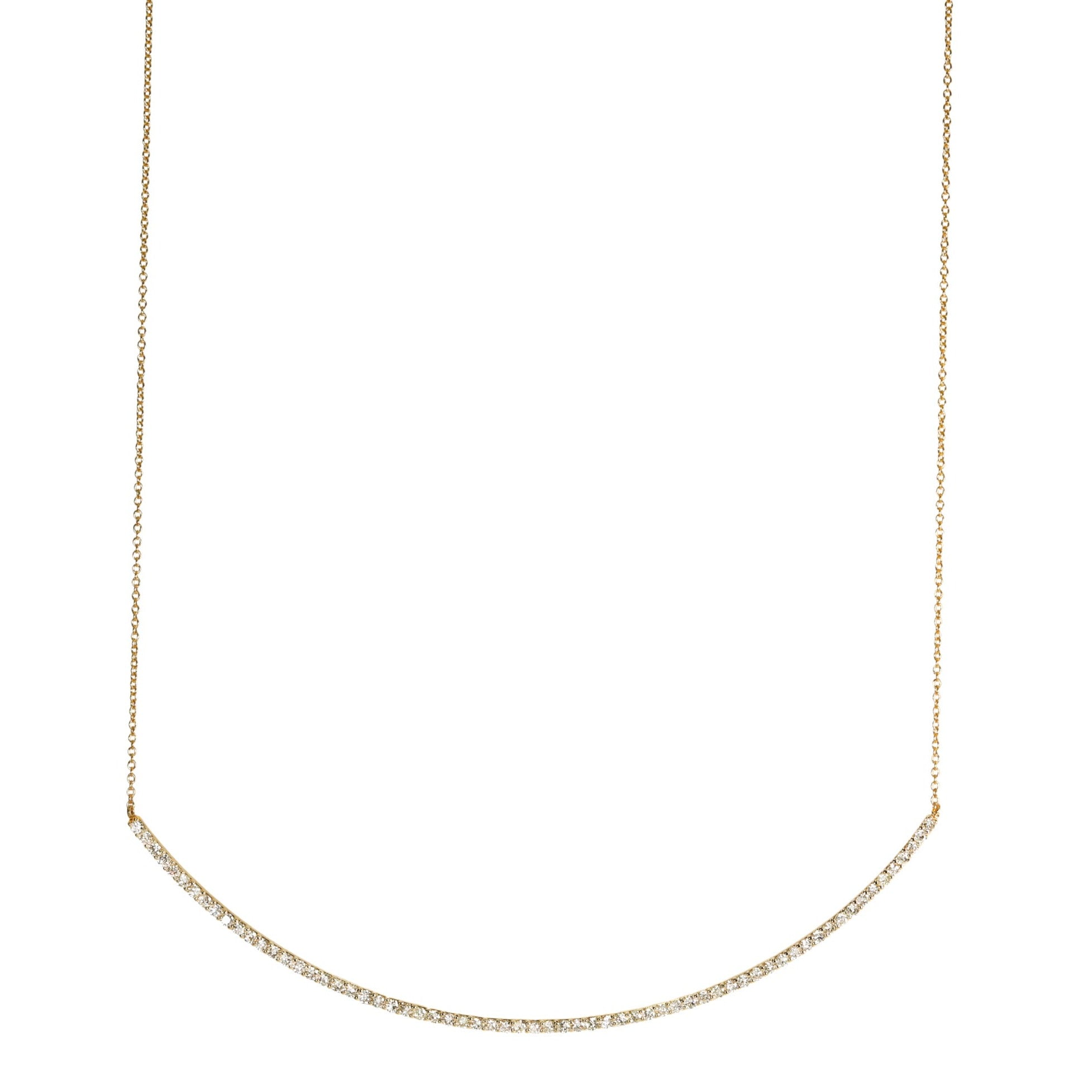 Pave Diamond and 14K Gold Curved "Selma" Necklace - Peridot Fine Jewelry - ILA