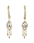 Pave Diamond Hoops with Rosecut Diamond "Jellyfish" Drops - Peridot Fine Jewelry - Celine Daoust