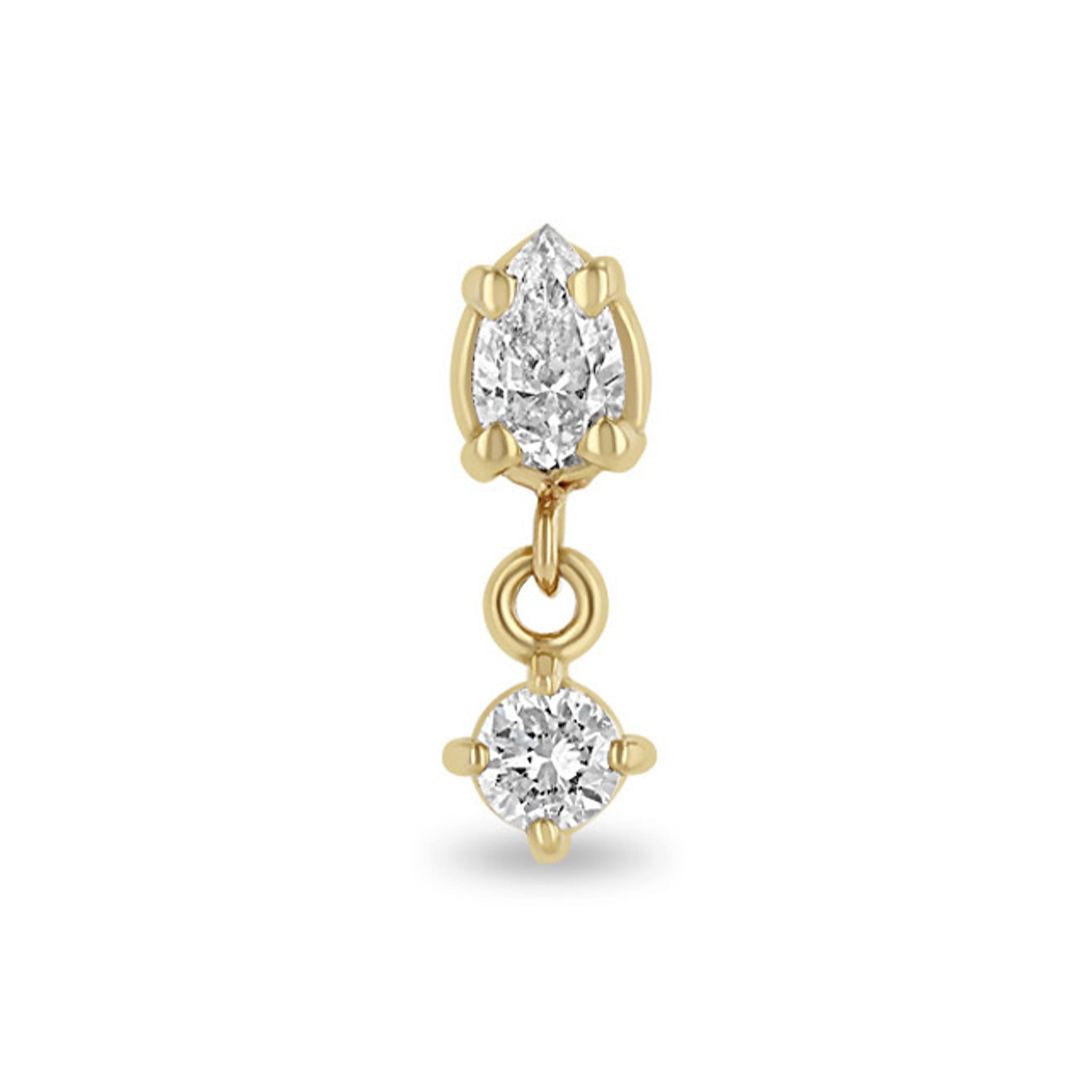 Zoe Chicco Pear Diamond Stud with Dangling Round Diamond Drop