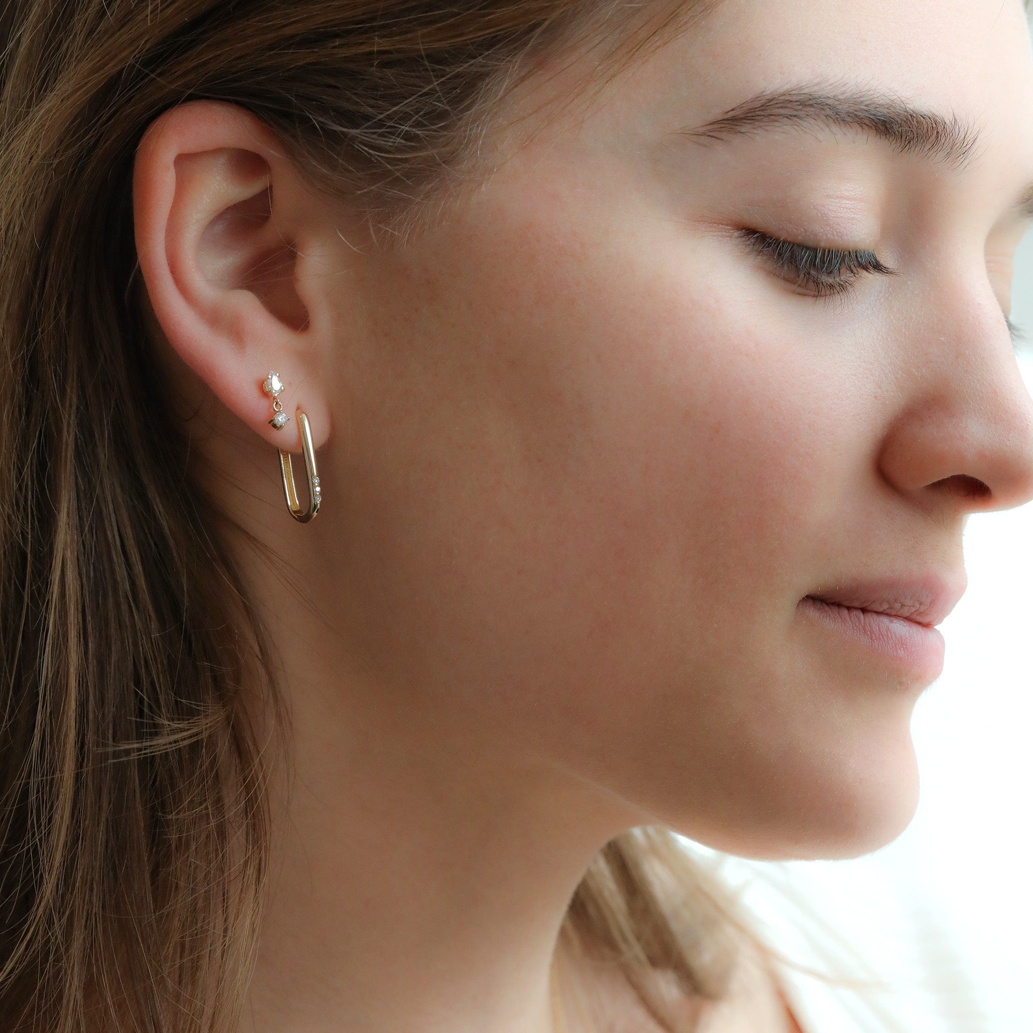 Zoe Chicco Pear Diamond Stud with Dangling Round Diamond Drop