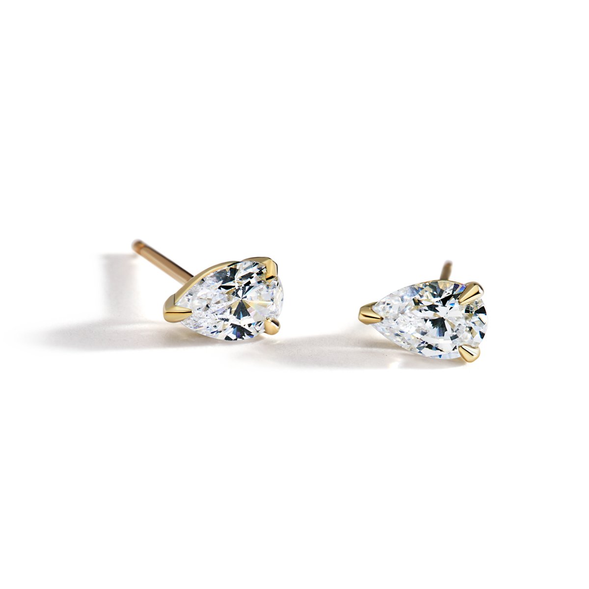 Pear Shaped Prong-Set Diamond Studs - Peridot Fine Jewelry - ILA