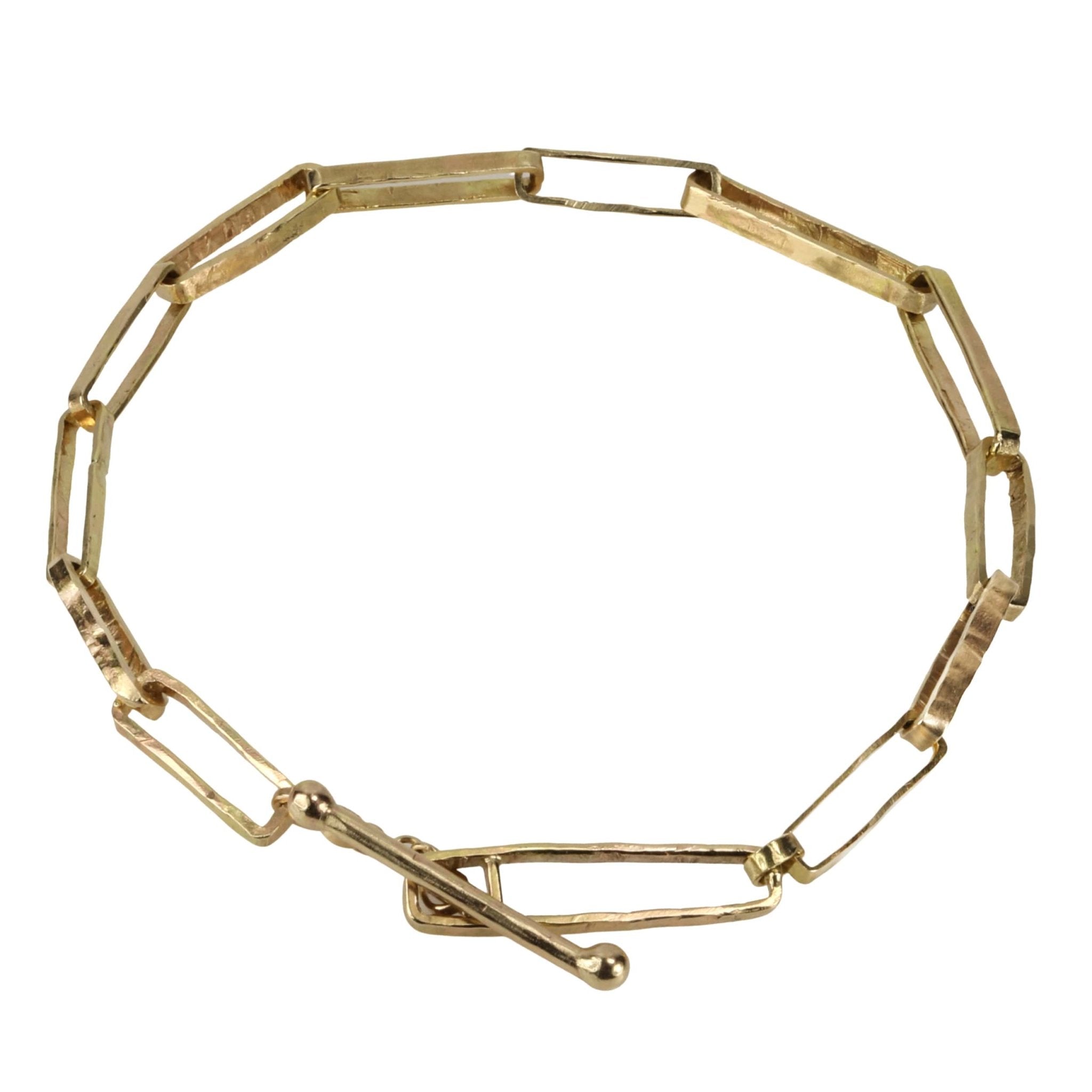 "Pip" 14K Gold Bracelet with Medium Rectangular Links - Peridot Fine Jewelry - Sarah Macfadden