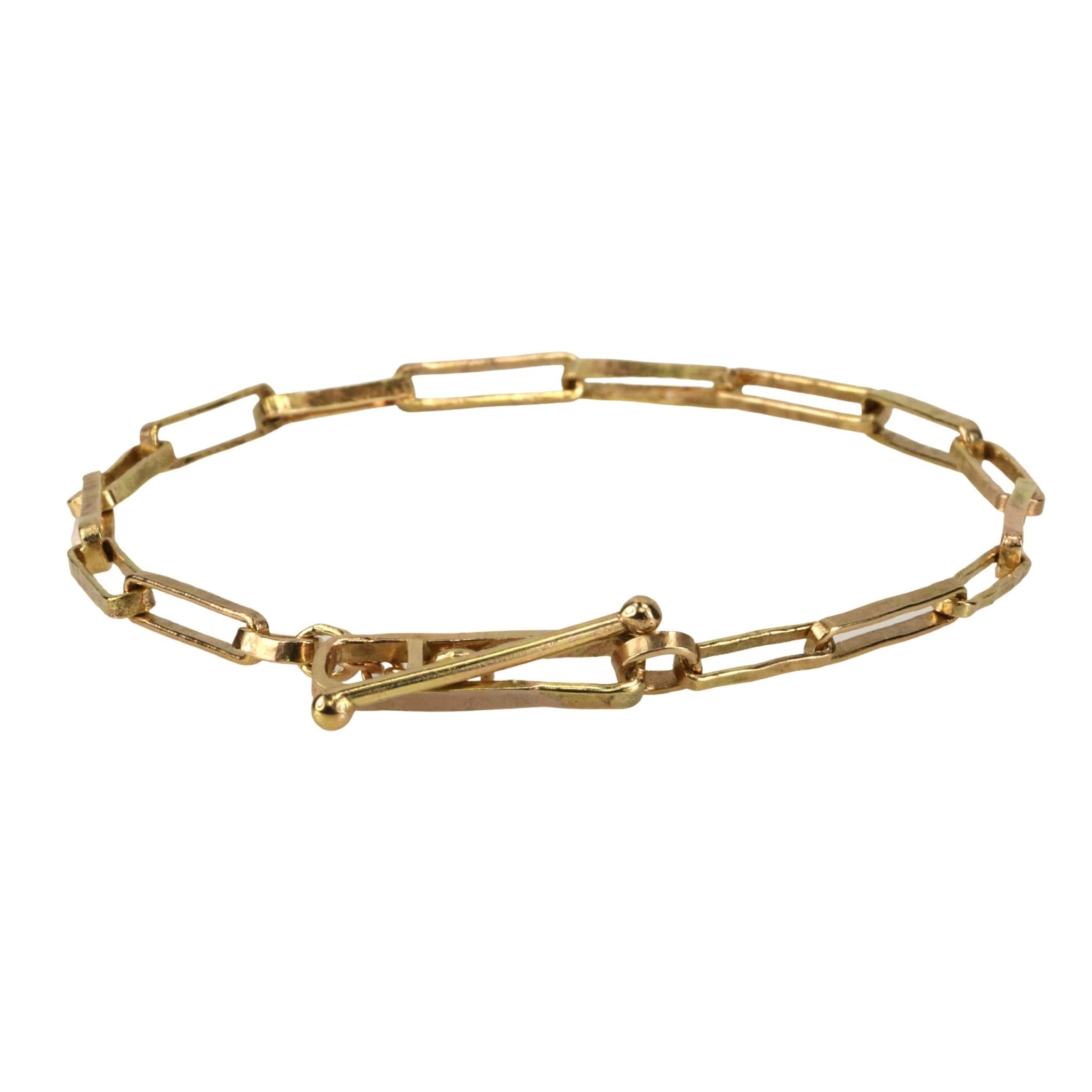"Pip" 14K Gold Bracelet with Medium Rectangular Links - Peridot Fine Jewelry - Sarah Macfadden