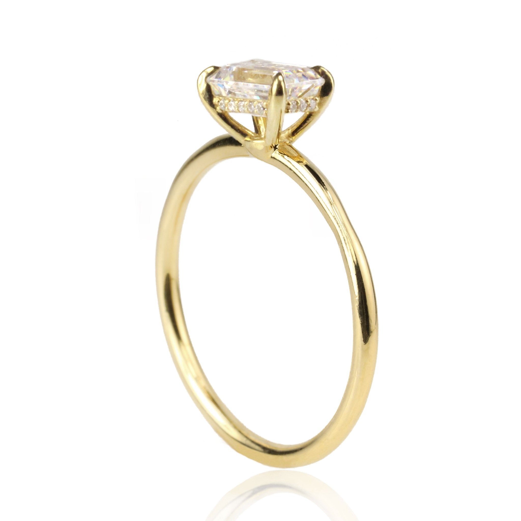 "Pixie" Hidden Halo 4-Prong Diamond Engagement Ring Mount with East/West Option - Peridot Fine Jewelry - ILA