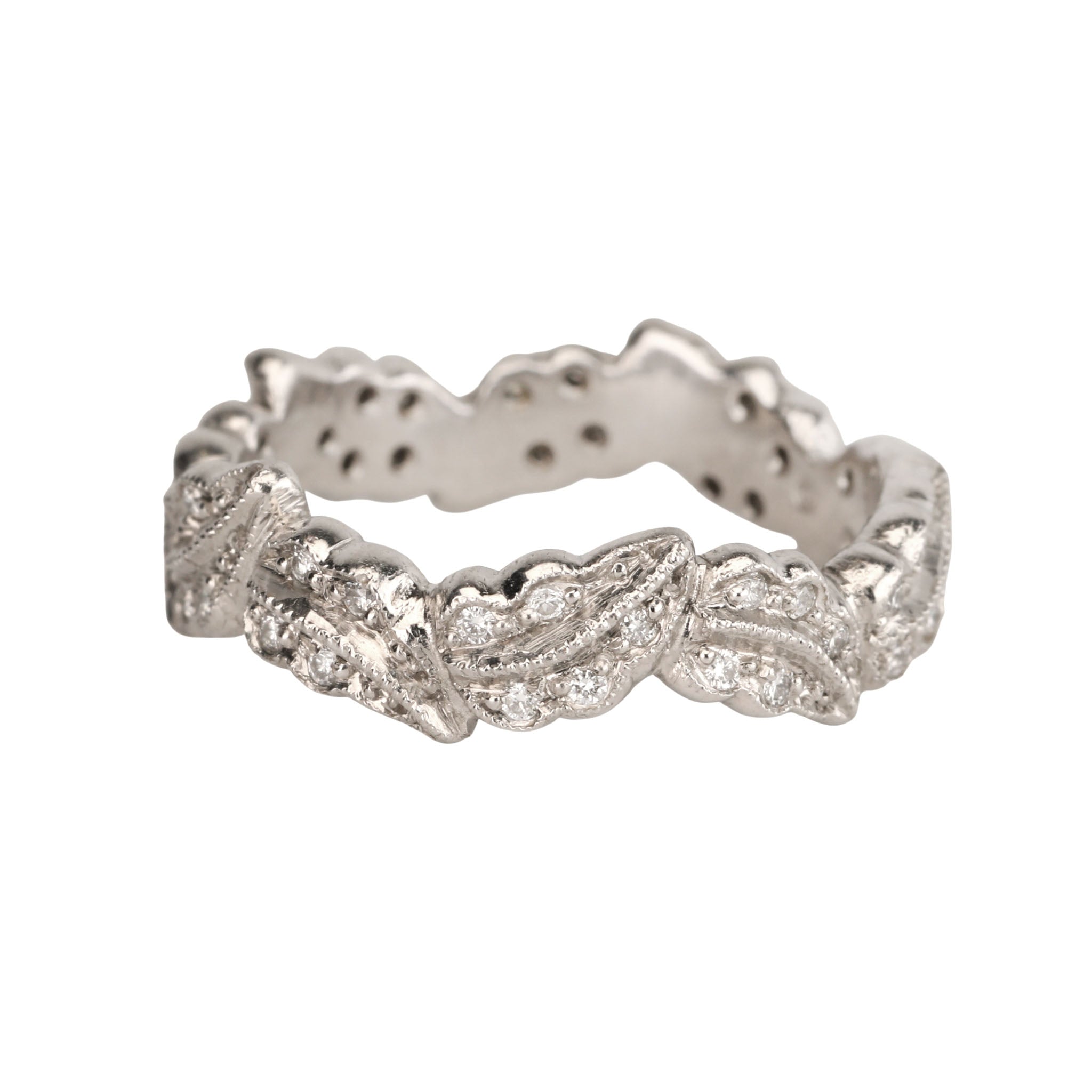 Platinum and Diamond "Continuous Leaf" Band - Peridot Fine Jewelry - Cathy Waterman