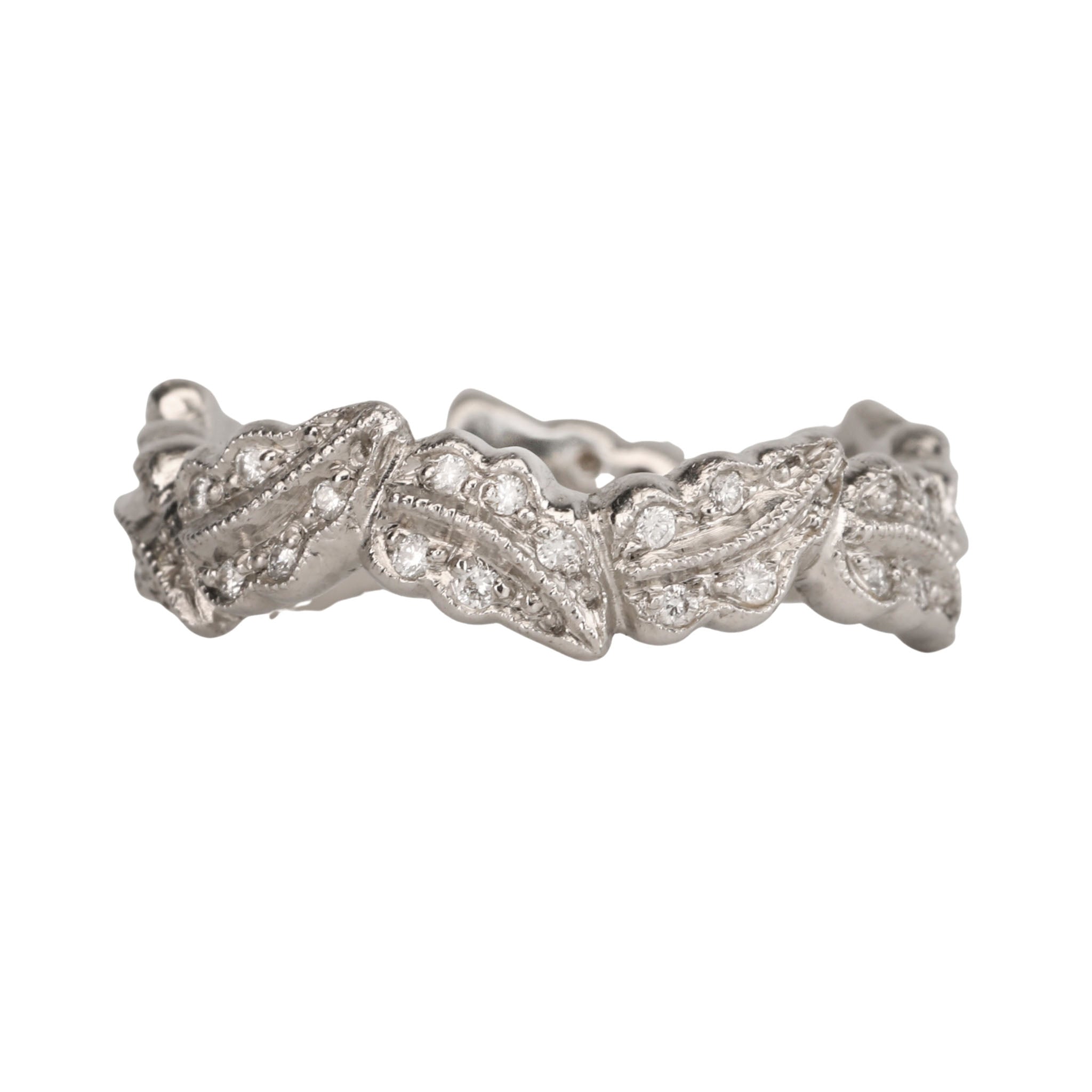 Platinum and Diamond "Continuous Leaf" Band - Peridot Fine Jewelry - Cathy Waterman