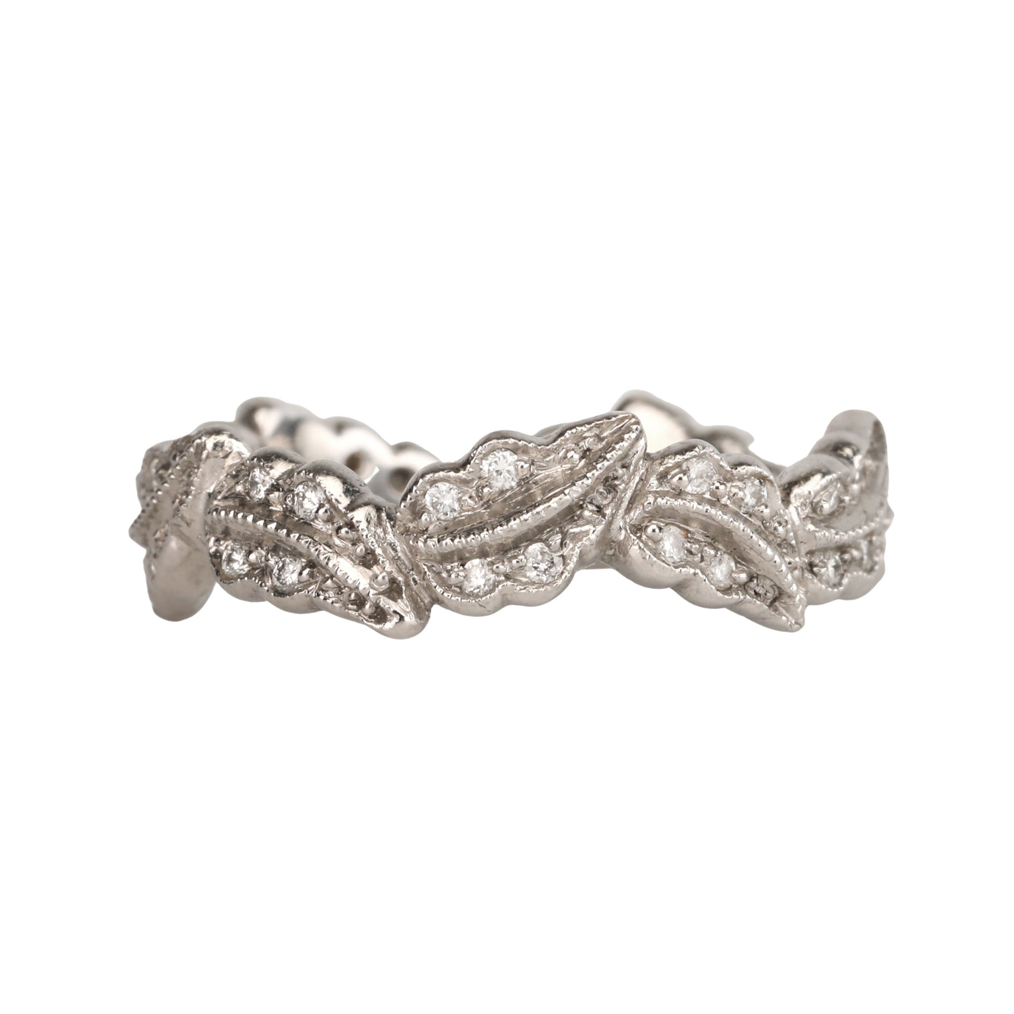 Platinum and Diamond "Continuous Leaf" Band - Peridot Fine Jewelry - Cathy Waterman