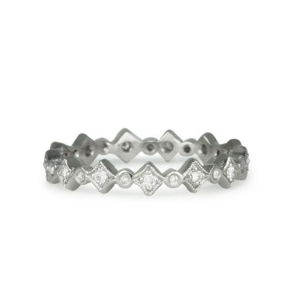 Platinum and Diamond "Geometric" Ring