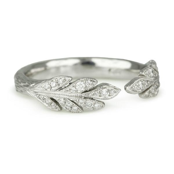 Cathy Waterman Platinum and Diamond "Open Leafside" Ring