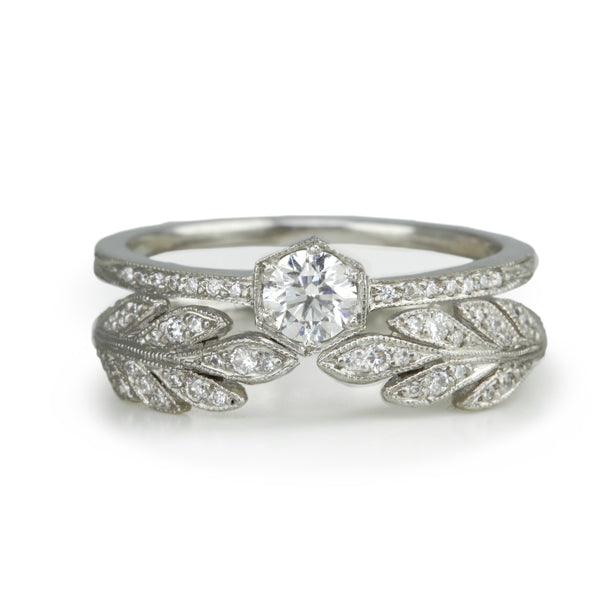 Cathy Waterman Platinum and Diamond "Open Leafside" Ring