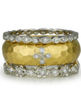 Cathy Waterman Platinum and Diamond "Tiny Scalloped Flower Band" Ring